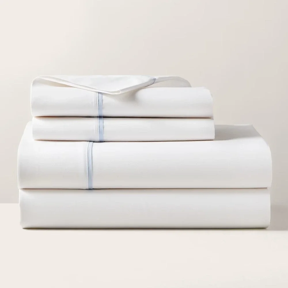 Ralph Lauren Palmer Percale‎ King Flat Sheet Pale Sky Blue Organic Cotton NEW